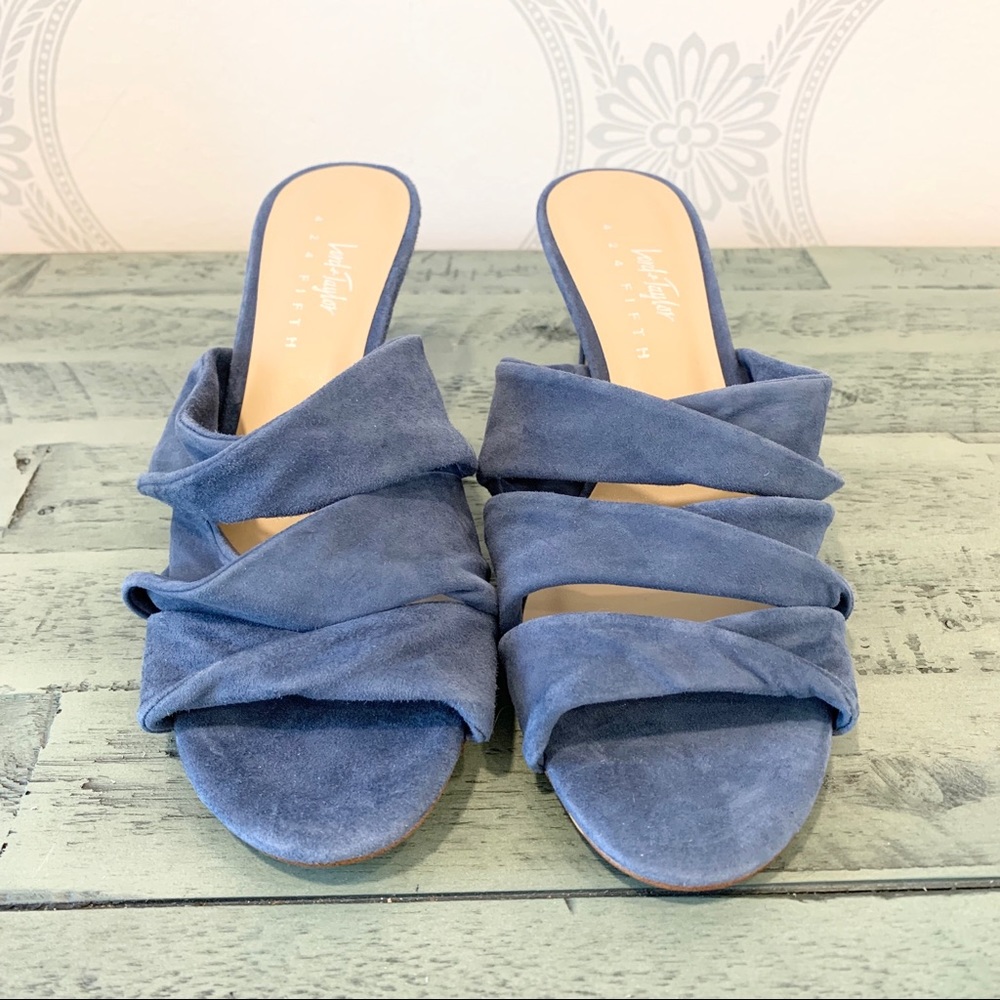 Lord & Taylor shoes suede slides blue 6.5 NWOB